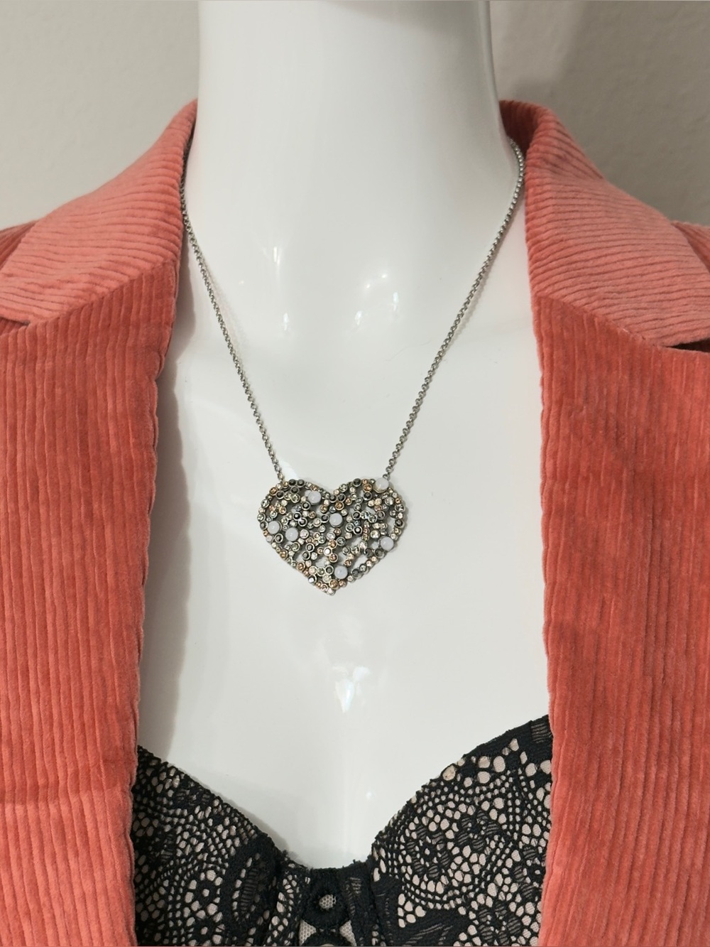 Brightons CRYSTAL PALACE Silver Plated Heart Pendant Mega Crystals Necklace